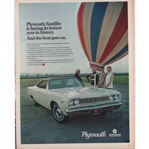 Chrysler Plymouth Satellite Car Advertisement Vintage 1968 Automobilia Balloon